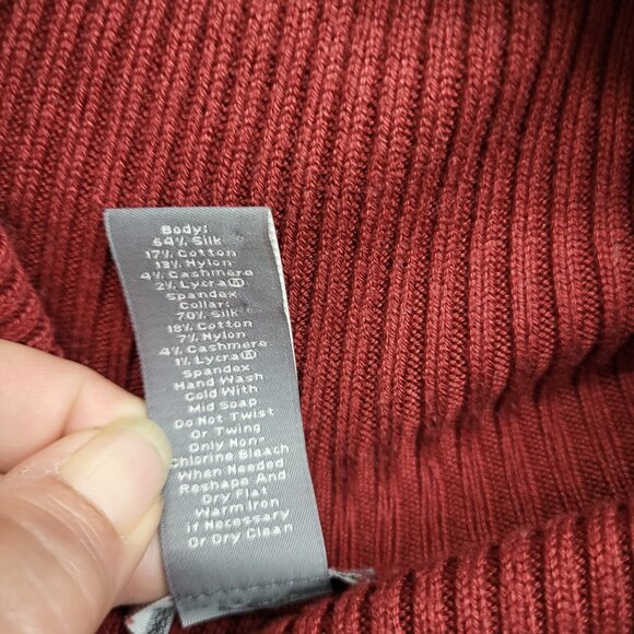 Ann Taylor Silk/ Cashmere Blend Turtleneck Women's Size Large Petite Red Luxury - Picture 4 of 6